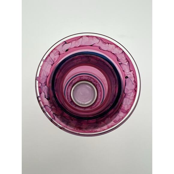 Watercolor Art Glass Vase 5” Colorful Hand Painted Artist Signed - Picture 4 of 9